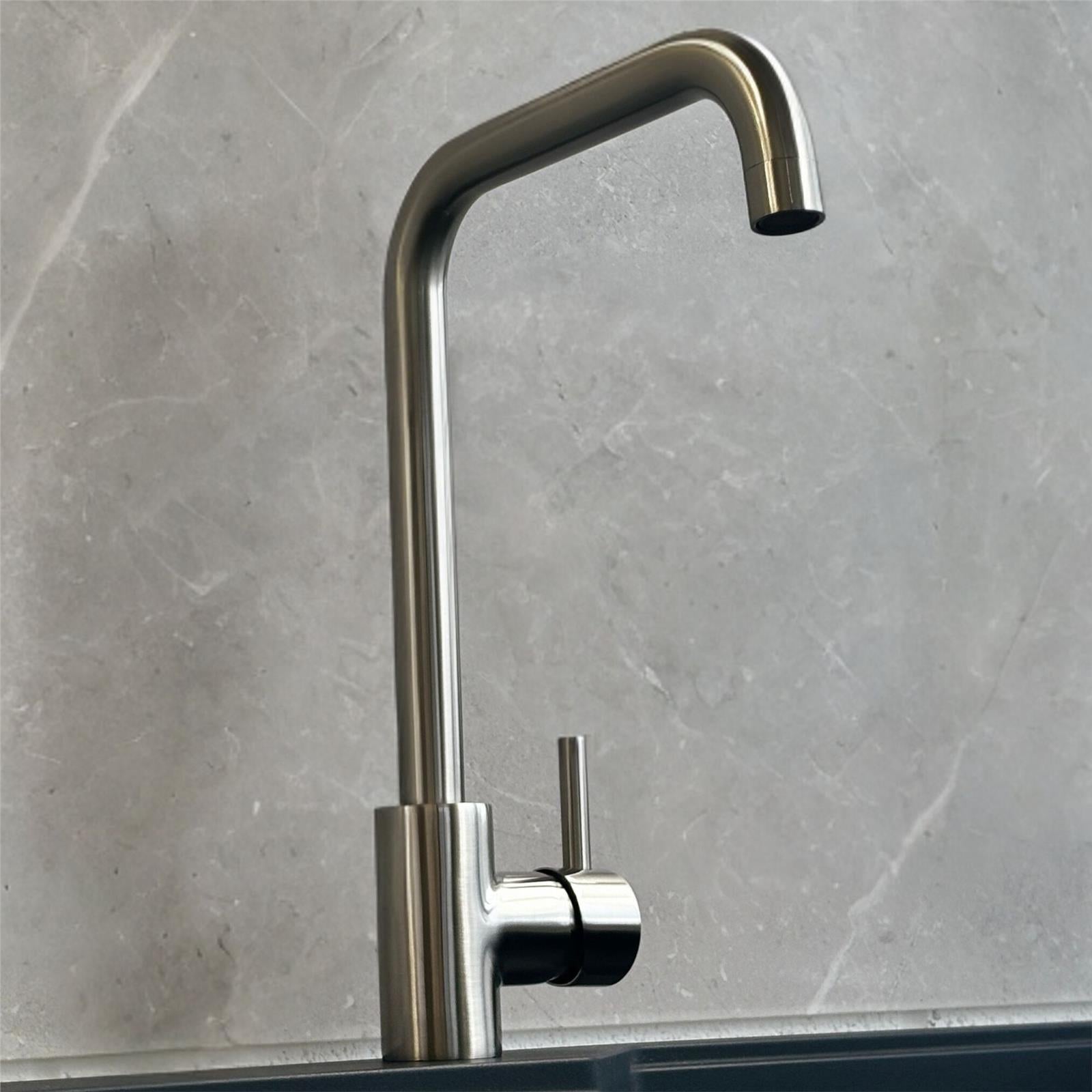 Liquida W10BN D-Shape Monobloc Single Lever Brushed Nickel Kitchen Mixer Tap